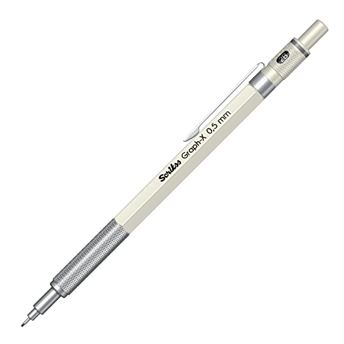 Scrikss 0.5mm Mechanical Clutch Lead Pen Pencil Ivory Brass Body Push Mechanism Graph-X Series Eraser Included - Image 1