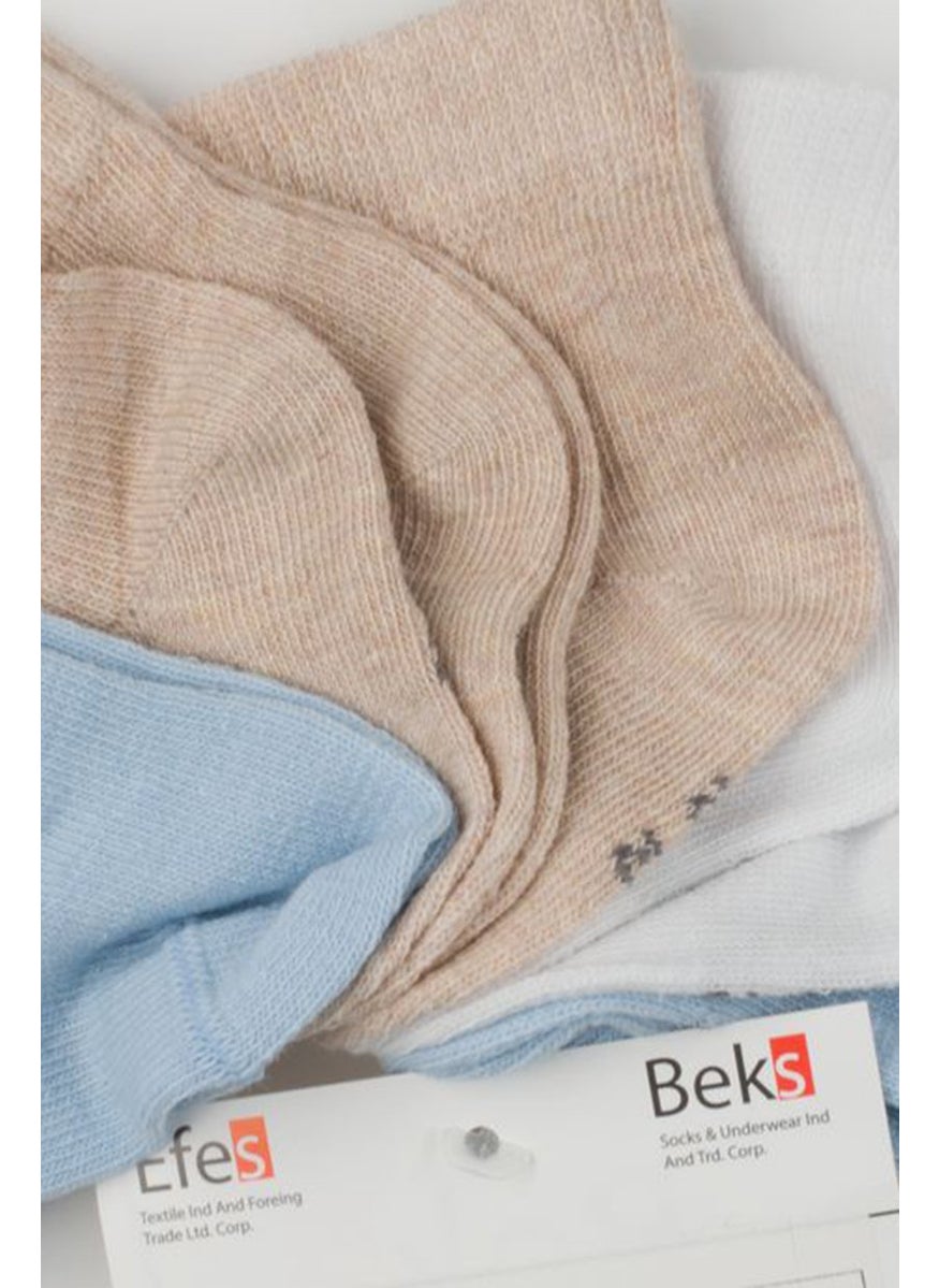 Tchibo Toddlers Boy 5 Pair Plain Socks, Blue and White and Tan  - Image 3