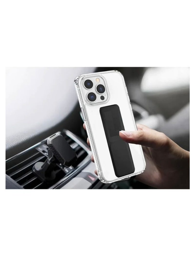 ARMOR - Case Cover For iPhone 15 Pro With Magnetic Hand Grip 3 in 1 Clear / Black - Image 1