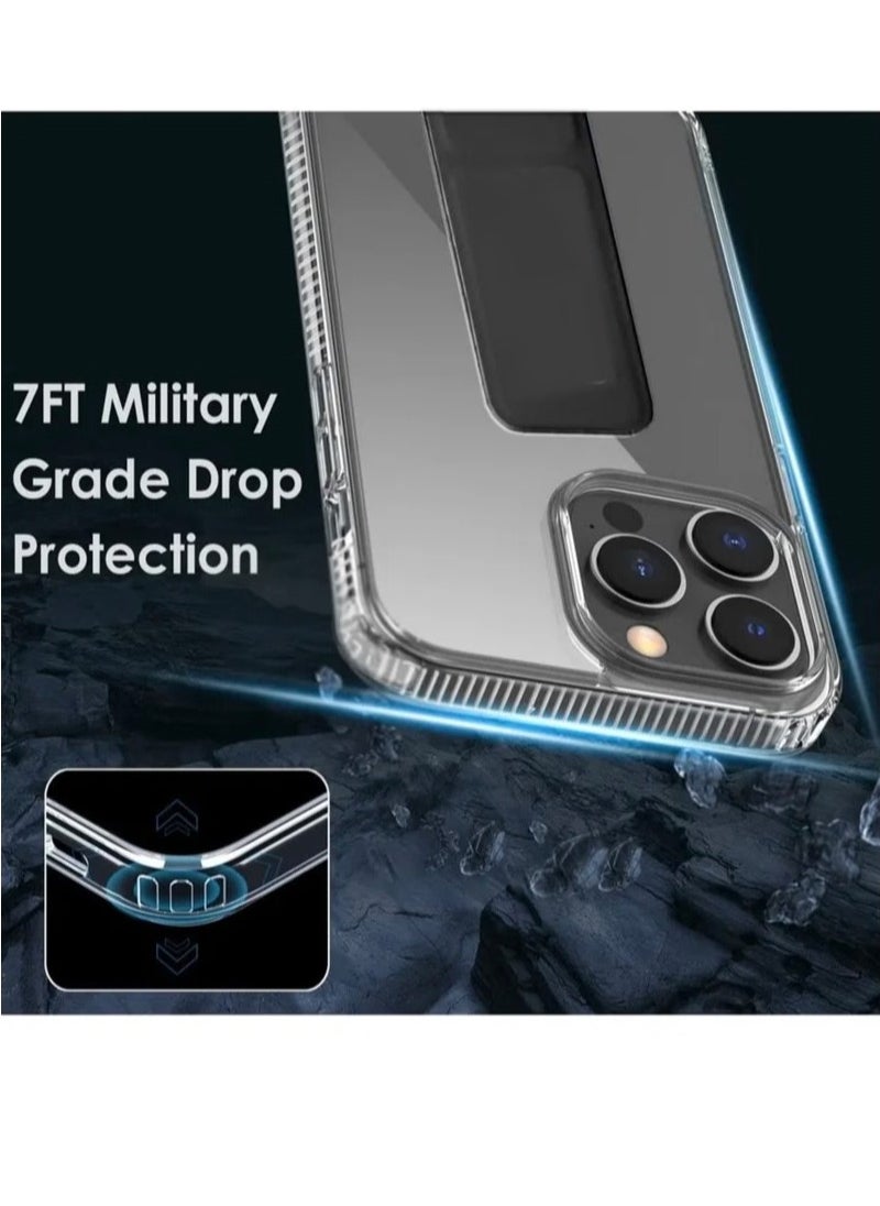 ARMOR - Case Cover For iPhone 15 Pro With Magnetic Hand Grip 3 in 1 Clear / Black - Image 1