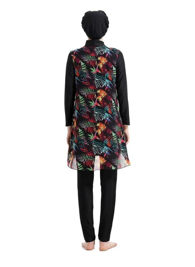 NADANBAO Muslim Swim Suit Middle East Swimwear Print Sun Protection Four Piece Detachable - Image 2