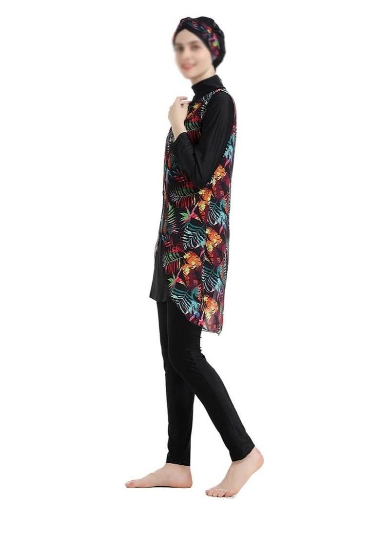 NADANBAO Muslim Swim Suit Middle East Swimwear Print Sun Protection Four Piece Detachable - Image 3