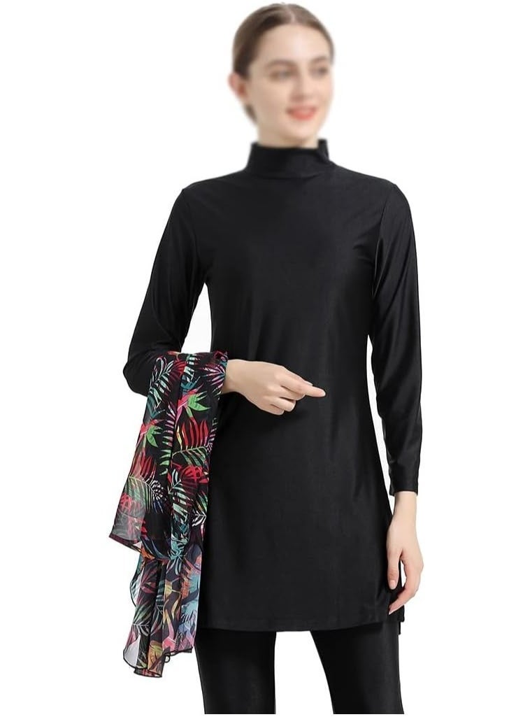 NADANBAO Muslim Swim Suit Middle East Swimwear Print Sun Protection Four Piece Detachable - Image 4