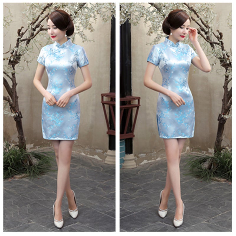 Tang Suit Short Cheongsam Stand Collar Slim Fit Low Slit Daily Banquet Costume Cheongsam - Image 5