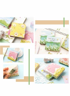 Excefore Colored Sticky Notes, 8 Pack, 100 Sheets Per Pad, Total 800 Sheets, Note pads, Writing pads - Non-Adhesive, Themes Scenery Painting Mountain Beach Flowers Memo Set  - Image 4