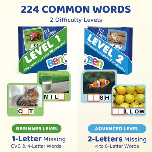 BenBen Spelling Games 224 Flashcards 208 Wood Letter Tiles 14 Players Learning Games for Kids 48 Educational Toys for Kindergarten 1st 2nd Grade Preschool Classroom Must Haves - Image 5
