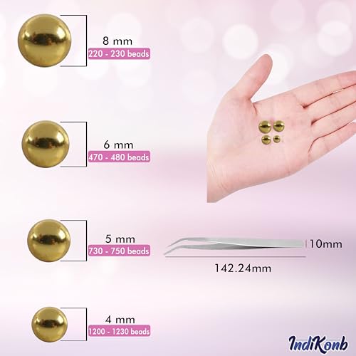 INDIKONB 2600 Half Cut Gold CCB Plastic Beads - Flat Back Beads for DIY Crafts, Jewelry Making - Sizes 4 5 6 8 mm (Large) - Image 2