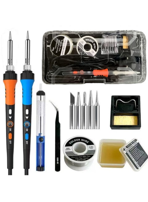 عدسة لحام احترافية، مسدس لحام بقوة 60 واط مع سخان سيراميكي، أداة لحام 12 في 1، درجة حرارة قابلة للتعديل من 200 إلى 450 درجة مئوية، تشمل طرف لحام، سلك لحام، مضخة ومعجون