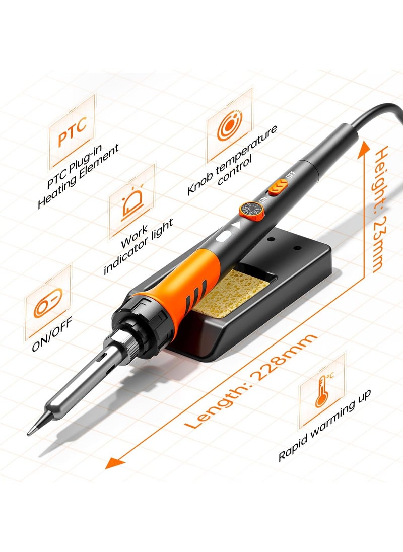 Joyelink Soldering Iron Premium Kit, 60W Soldering Gun with Ceramic Heater, 12-in-1 Soldering Tool, Adjustable Temperature 200 to 450°C, Includes Soldering Iron Tip, Solder Wire, Pump and Paste  - Image 3