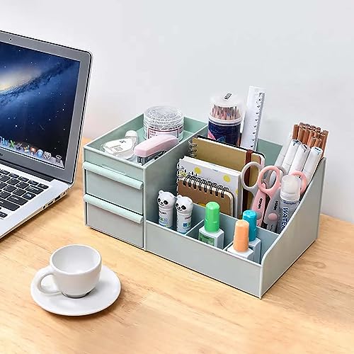 ALOXE Cosmetic Organizer Box Drawers Storage Plastic Stationary Box | Make Up Organiser for Women (Green) - Image 5