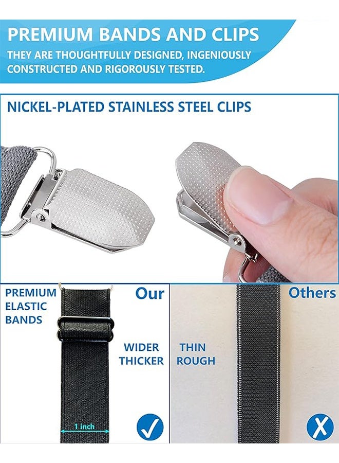3 Pieces Bed Sheet Holder Straps, Adjustable Elastic Fasteners, for Bedding Mattress Fasteners - Black - Image 4