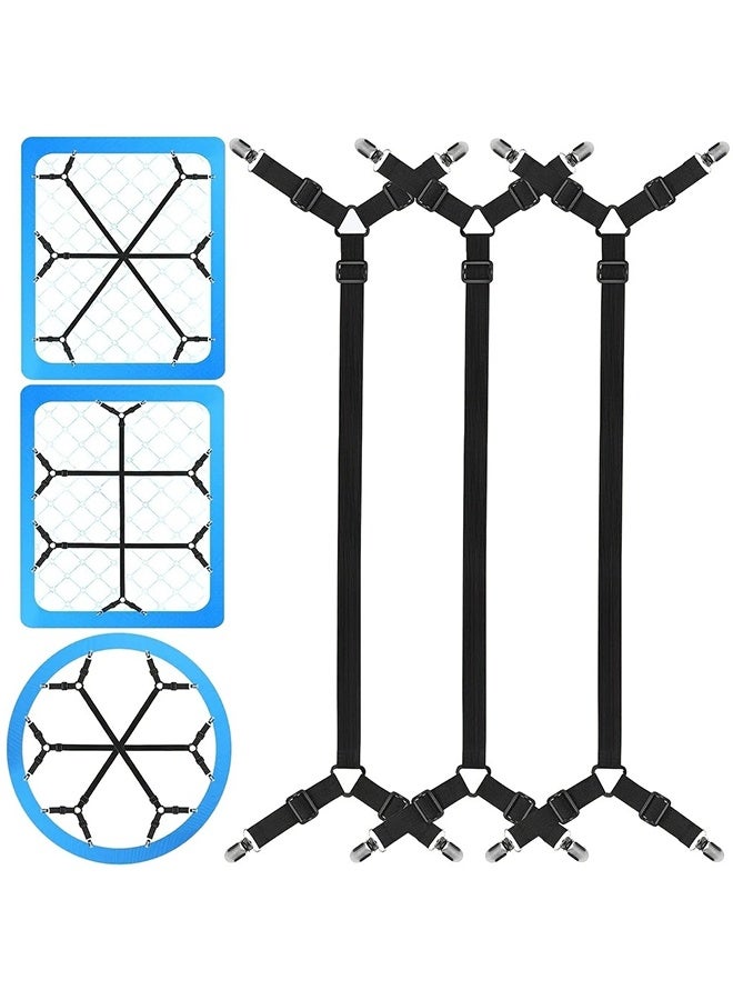 3 Pieces Bed Sheet Holder Straps, Adjustable Elastic Fasteners, for Bedding Mattress Fasteners - Black - Image 1