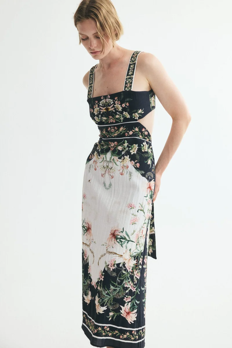 Tie-detail cut-out dress