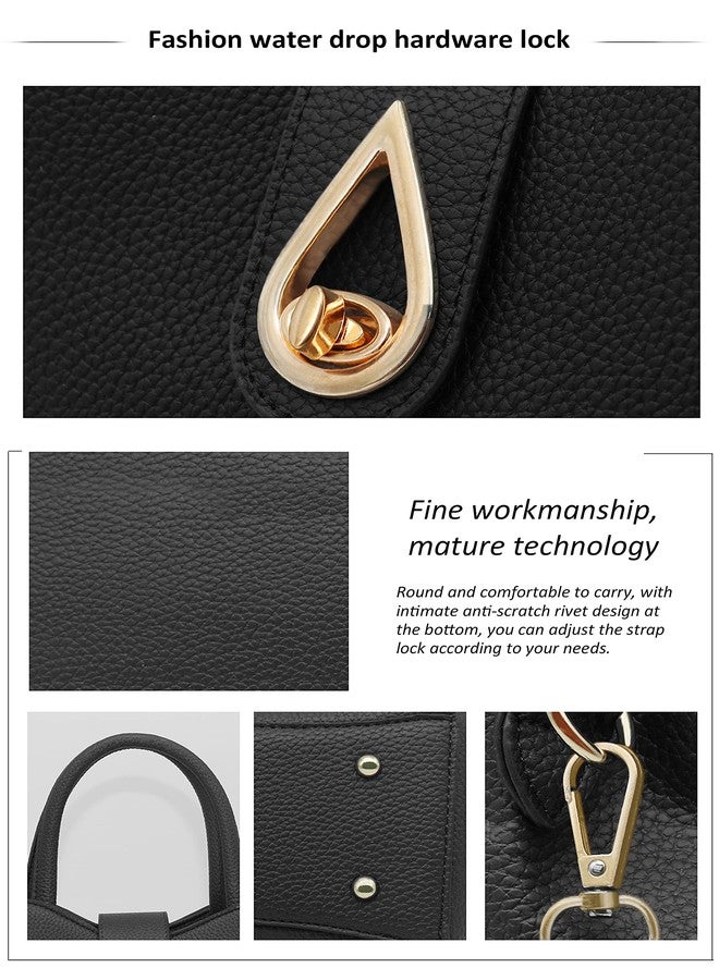 Pahajim PU Leather Purse for Women Ladies Top Handle Handbags Designer Work Cute Satchel Tote Bags (black) - Image 4