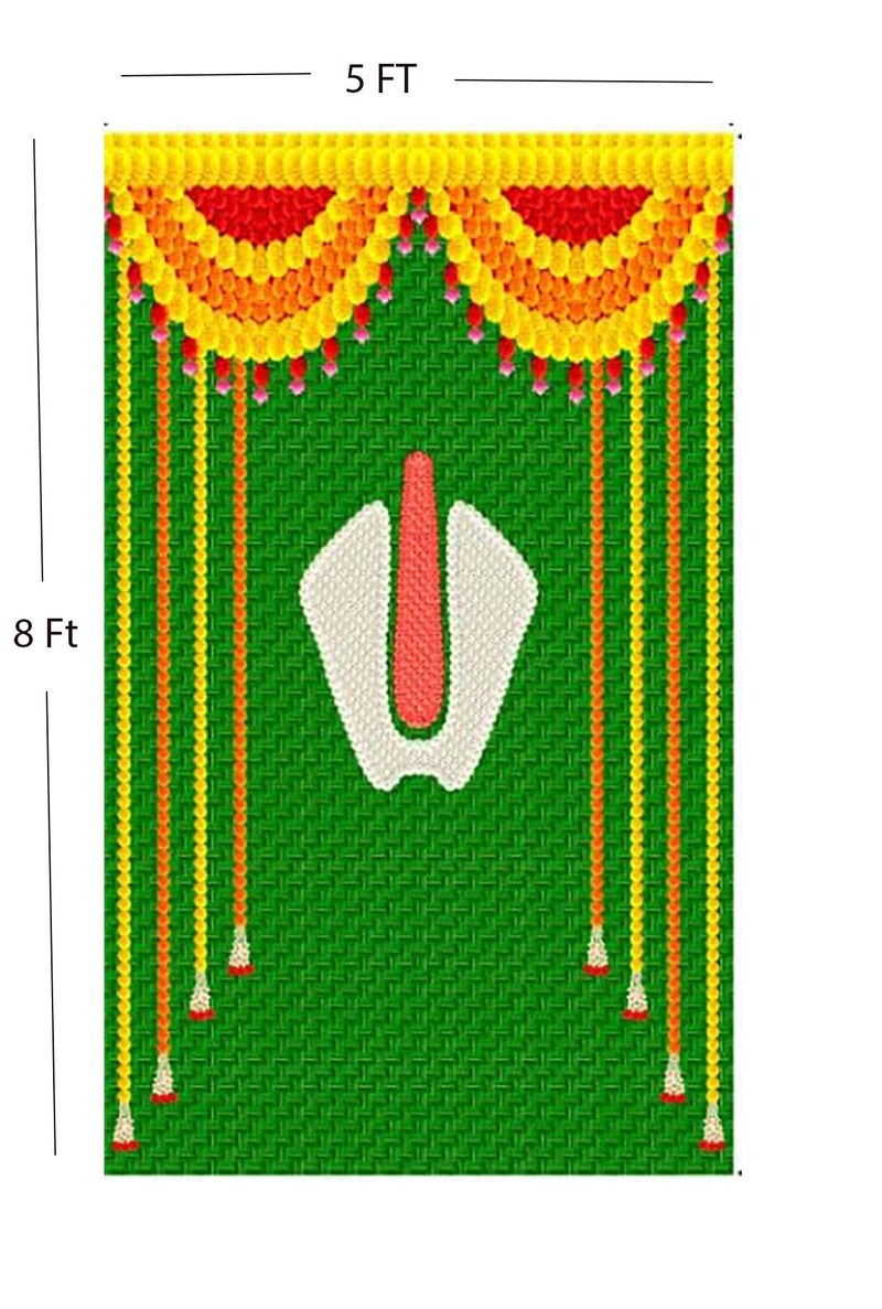Bague Back Drop Curtain for Decoration for Pooja Backdrop Cloth for Pooja Decoration Traditional Govinda Namavali Curtain (5X8) - Image 3