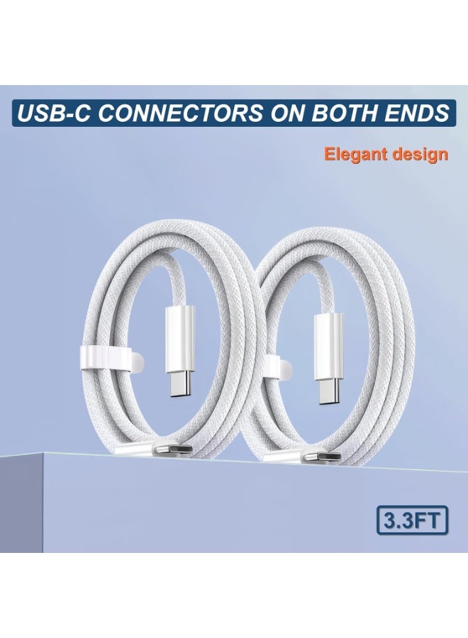 OstWony كابل USB C إلى USB C بطول 3 قدم (1 متر) - شاحن سريع بقوة 60W من نوع C، كابل طاقة منسوج من USB-C إلى USB-C لهواتف iPhone 17/16/15 Pro Max Plus/MacBook/iPad/AirPods/Samsung Galaxy/أجهزة Android والمزيد [عبوة من 2] - Image 3