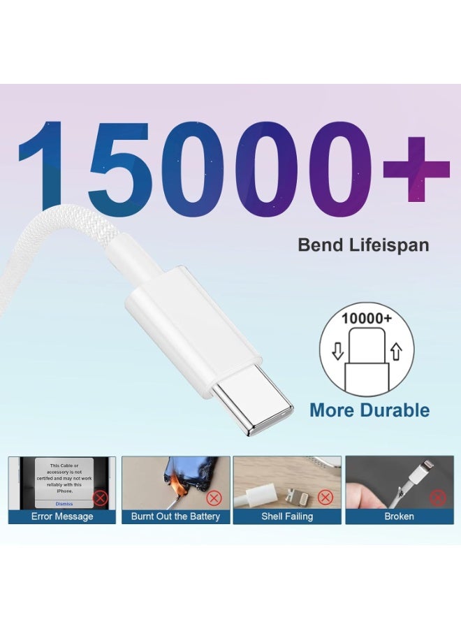 OstWony كابل USB C إلى USB C بطول 3 قدم (1 متر) - شاحن سريع بقوة 60W من نوع C، كابل طاقة منسوج من USB-C إلى USB-C لهواتف iPhone 17/16/15 Pro Max Plus/MacBook/iPad/AirPods/Samsung Galaxy/أجهزة Android والمزيد [عبوة من 2] - Image 4