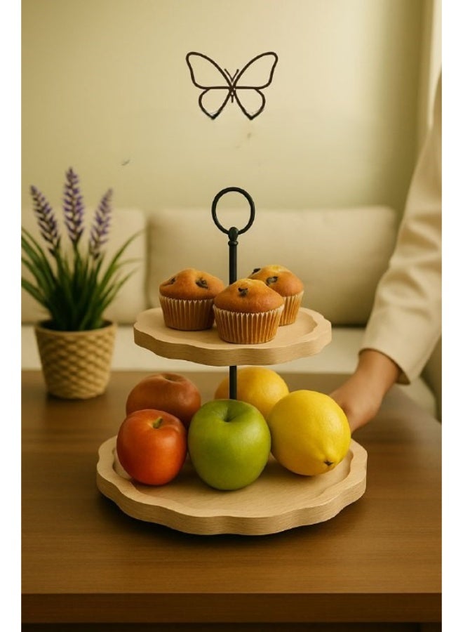 Multi-purpose wooden carrier. First tier: 30 cm. Second tier: 26 cm. - Image 1