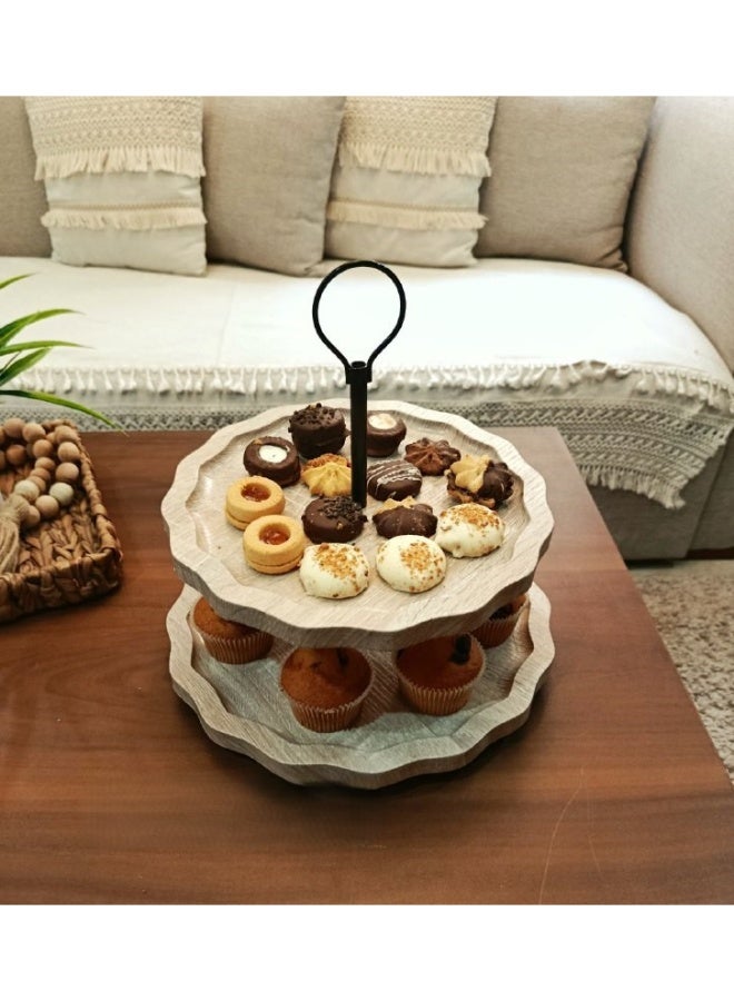 Multi-purpose wooden carrier. First tier: 30 cm. Second tier: 26 cm. - Image 2