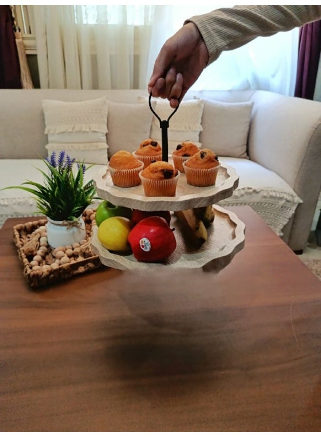 Multi-purpose wooden carrier. First tier: 30 cm. Second tier: 26 cm. - Image 3