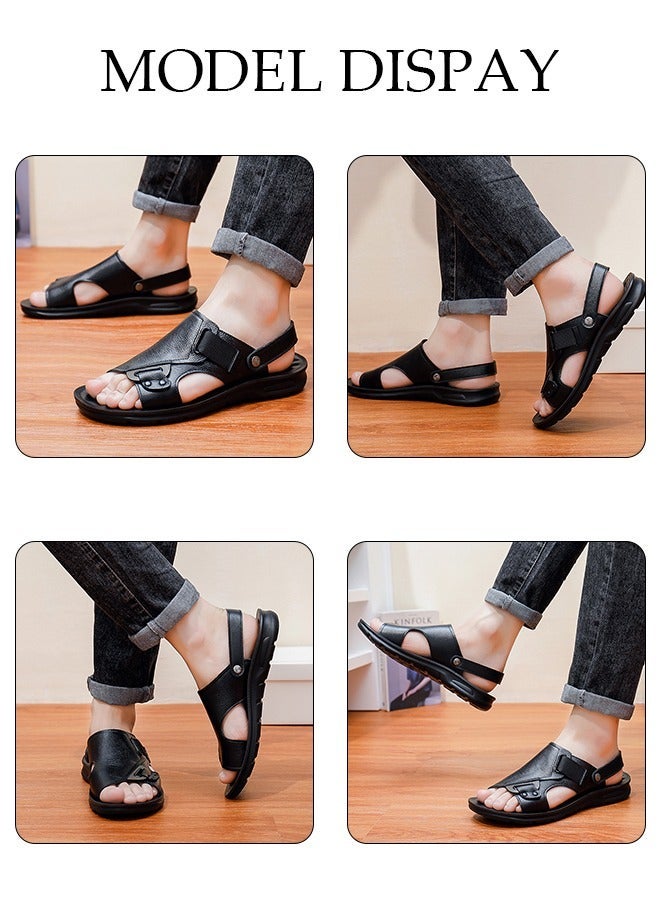 DUNISO Men's Sandals Lightweight Slide Sandal with Non-slip Soles Thick Sole Beach Sandal Open Toe Breathable Slip-on Sandal House Flat Sandal for Indoor and Outdoor - Image 2