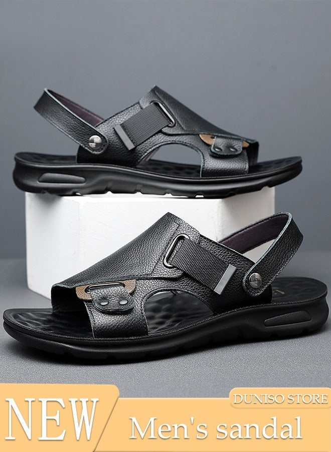 DUNISO Men's Sandals Lightweight Slide Sandal with Non-slip Soles Thick Sole Beach Sandal Open Toe Breathable Slip-on Sandal House Flat Sandal for Indoor and Outdoor - Image 1