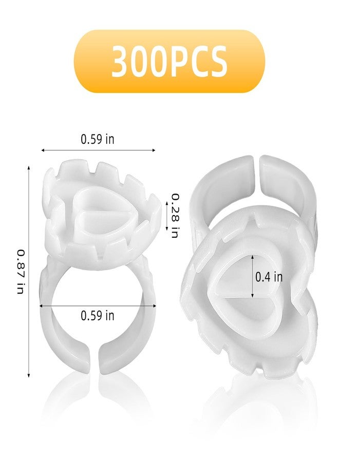 JOLYEAK 300PCS White Glue Rings for Eyelash Extension,Lovely Heart Shape Rings for Lashes,Disposable Lash Glue Holder for Lash Extension Makeup Plastic Nail Supplies (White-h, Heart - shaped) - Image 2