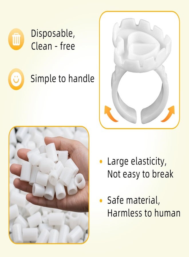 JOLYEAK 300PCS White Glue Rings for Eyelash Extension,Lovely Heart Shape Rings for Lashes,Disposable Lash Glue Holder for Lash Extension Makeup Plastic Nail Supplies (White-h, Heart - shaped) - Image 3