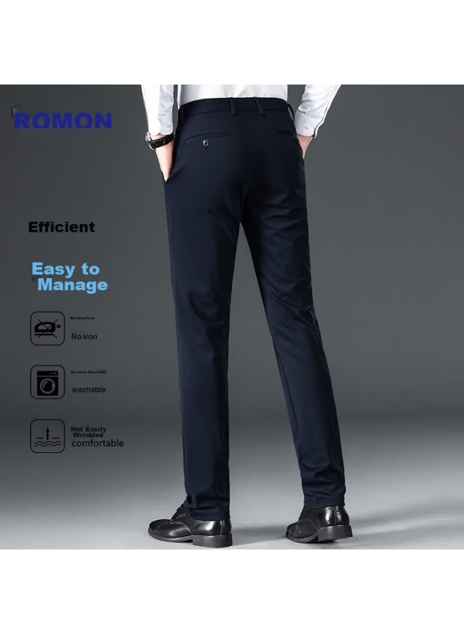 ROMON Luomeng Men's Dress Pants, High-waist Business Suit Trousers, Casual Straight-leg Pants - Image 1