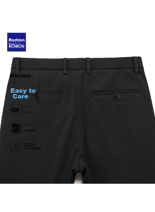 ROMON Luomeng Men's Dress Pants, High-waist Business Suit Trousers, Casual Straight-leg Pants - Image 5