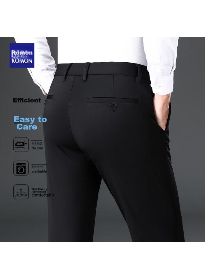 ROMON Luomeng Men's Dress Pants, High-waist Business Suit Trousers, Casual Straight-leg Pants - Image 4