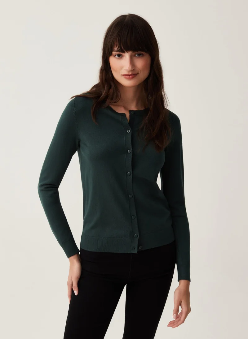 Ovs Solid colour cardigan with round neck