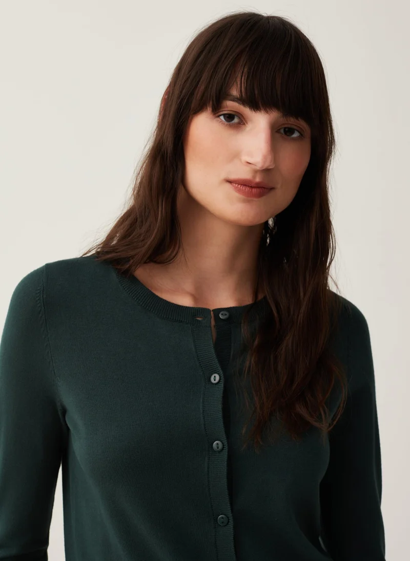 Ovs Solid colour cardigan with round neck
