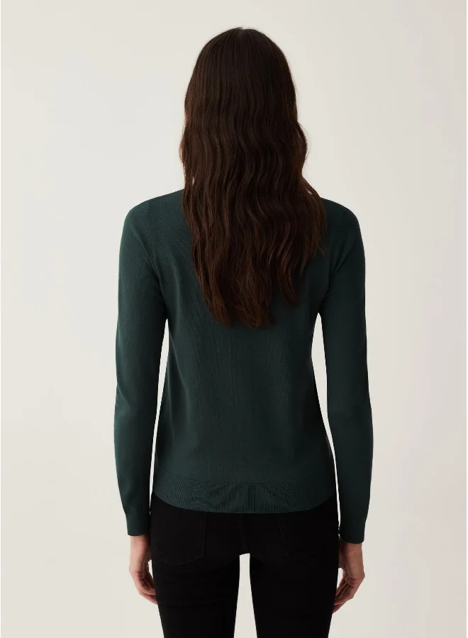 Ovs Solid colour cardigan with round neck