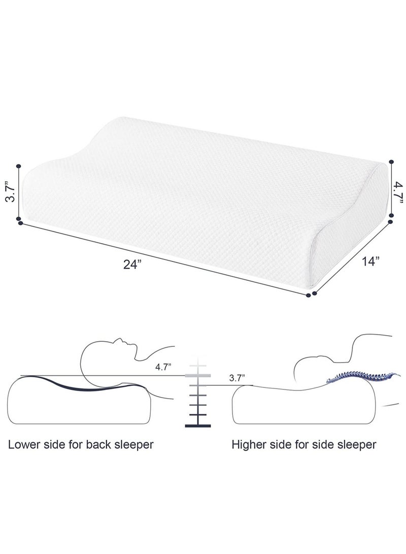 Cervical Memory Foam Bed Pillow with 2 Adjustable Height, 61x35.6x11.9cm, Ergonomically Designed Contour Sleeping Pillows with Washable Pillow Cover for Side Sleepers with Shoulder & Cervical Pain - Image 5