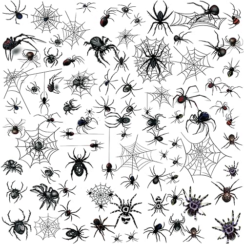 XIYOKA 80+ PCS Halloween Spider Web Temporary Tattoos Halloween Makeup Kit for Women Adults, Halloween Face Tattoos Realistic 3D Spider Web Fake Tattoos for Kids Halloween Temporary Tattoos - Image 1