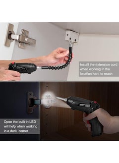 AccLoo Electric Screwdriver Set 47 In 1 Usb Rechargeable And Rotatable Electric Cordless Power Screw Gun Drill With Built In Led 1300Mah Black  - Image 5