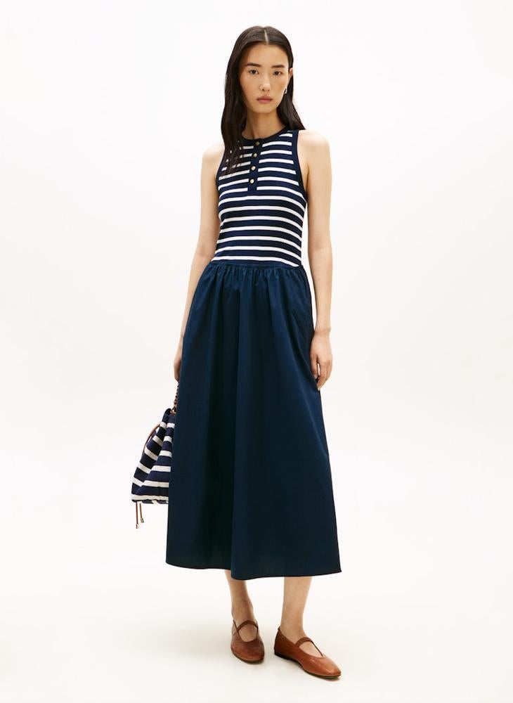 TOMMY HILFIGER Gold-Tone Button Sleeveless Maxi Dress - Image 1