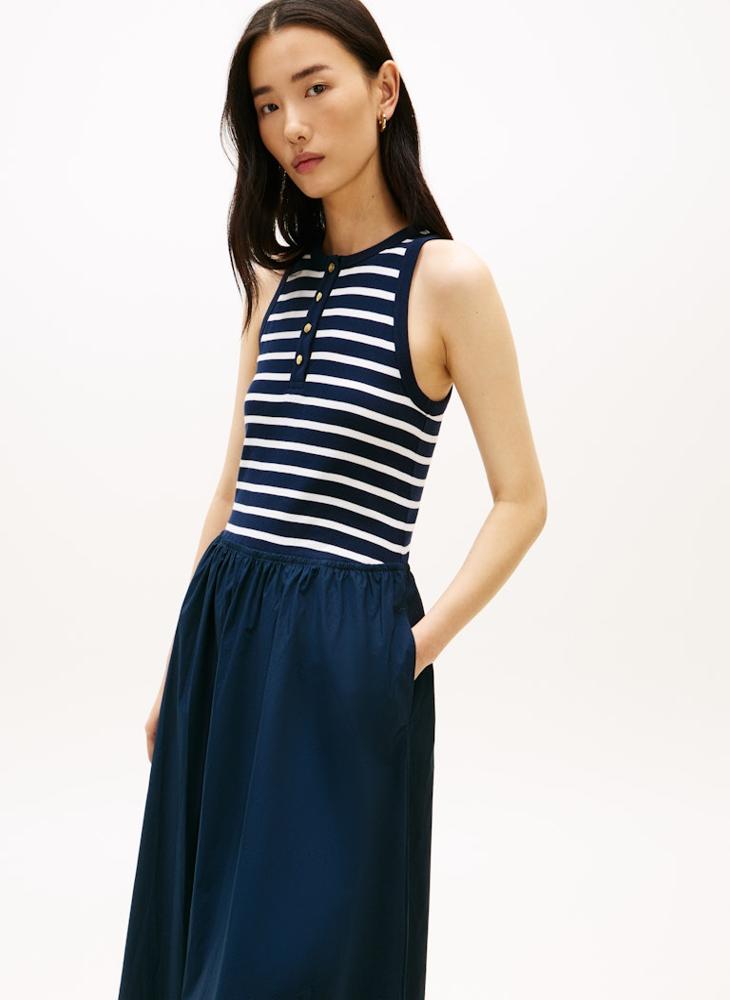 TOMMY HILFIGER Gold-Tone Button Sleeveless Maxi Dress - Image 3