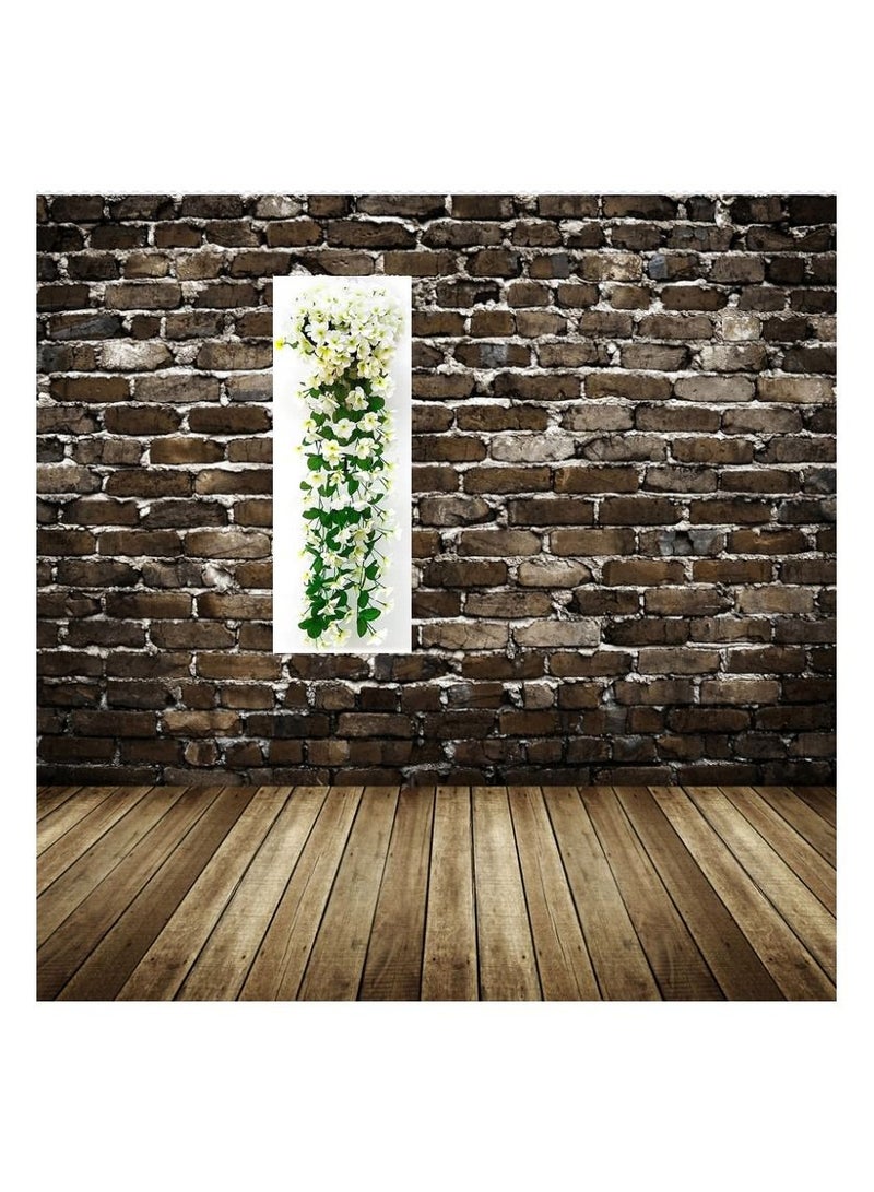1-Bunch Simulation Violet Plant Hanging Wall Flower,Hanging Balcony Wall Decoration Set with Hook/Flower Basket/Simulation Butterfly,Colour White - Image 2