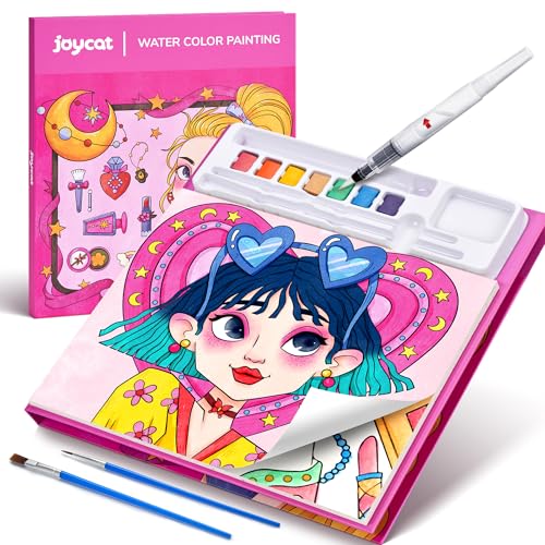 JoyCat Paint with Water Coloring Books for Toddlers, Watercolor Painting Sets for Kids Ages 3-5 4-8, Arts and Crafts Drawing Activities Toy Birthday Gift for Boys Girls (Makeup & Manicures) - Image 1