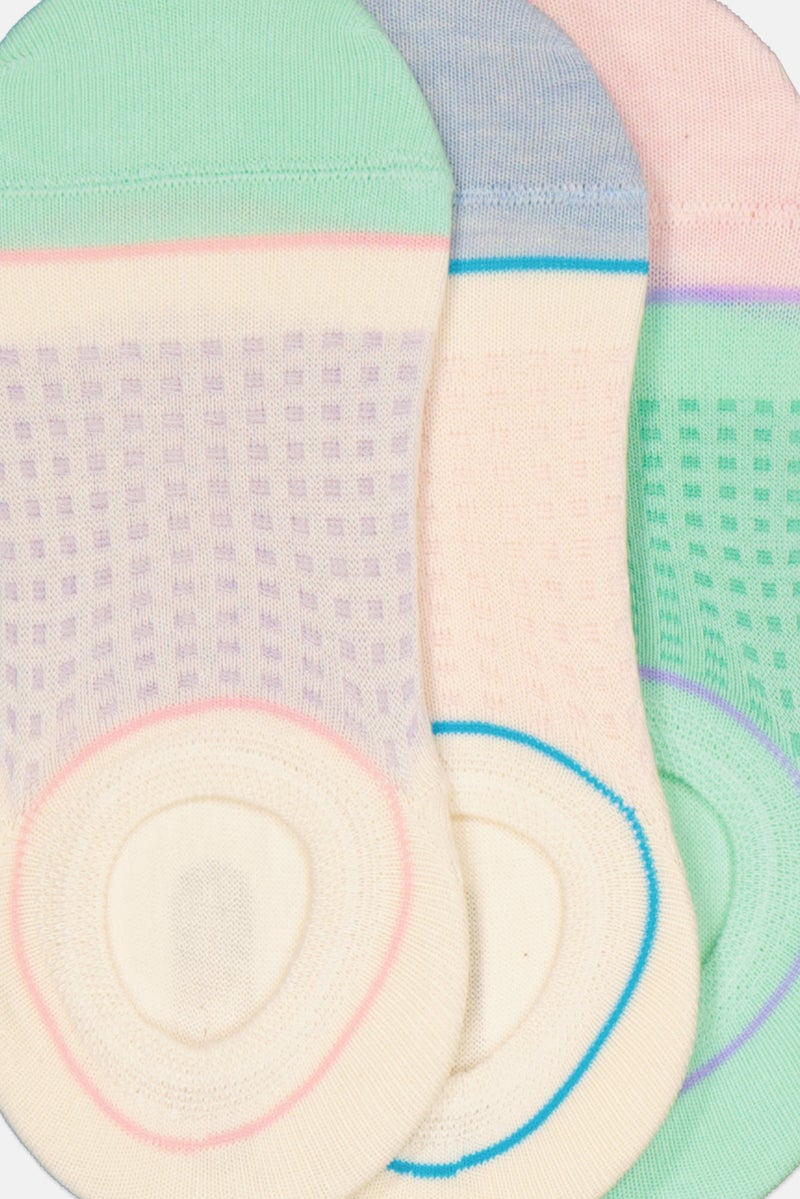 RBX Women 3 Pairs Textured Crew Socks, Beige Combo  - Image 3
