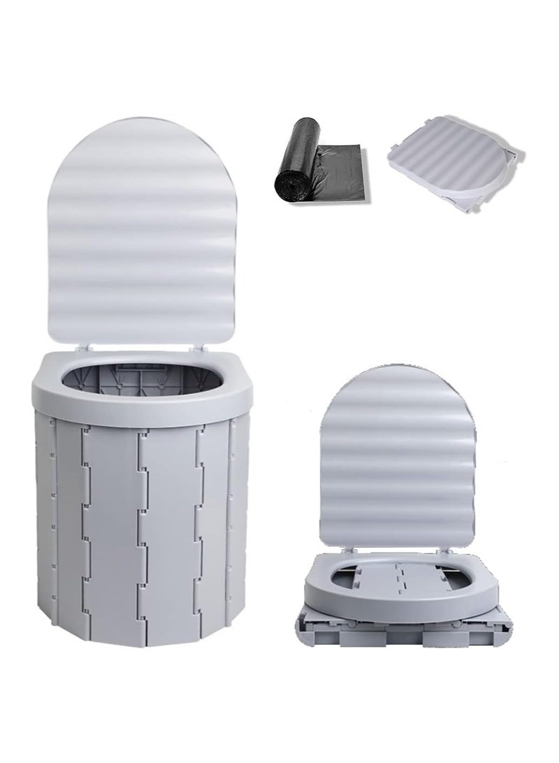 Camping Toilet Portable Foldable Toilet Travel Camping Hiking Boat Trips Beach Waterproof Long-Distance Car Mounted Toilet(Grey) - Image 1