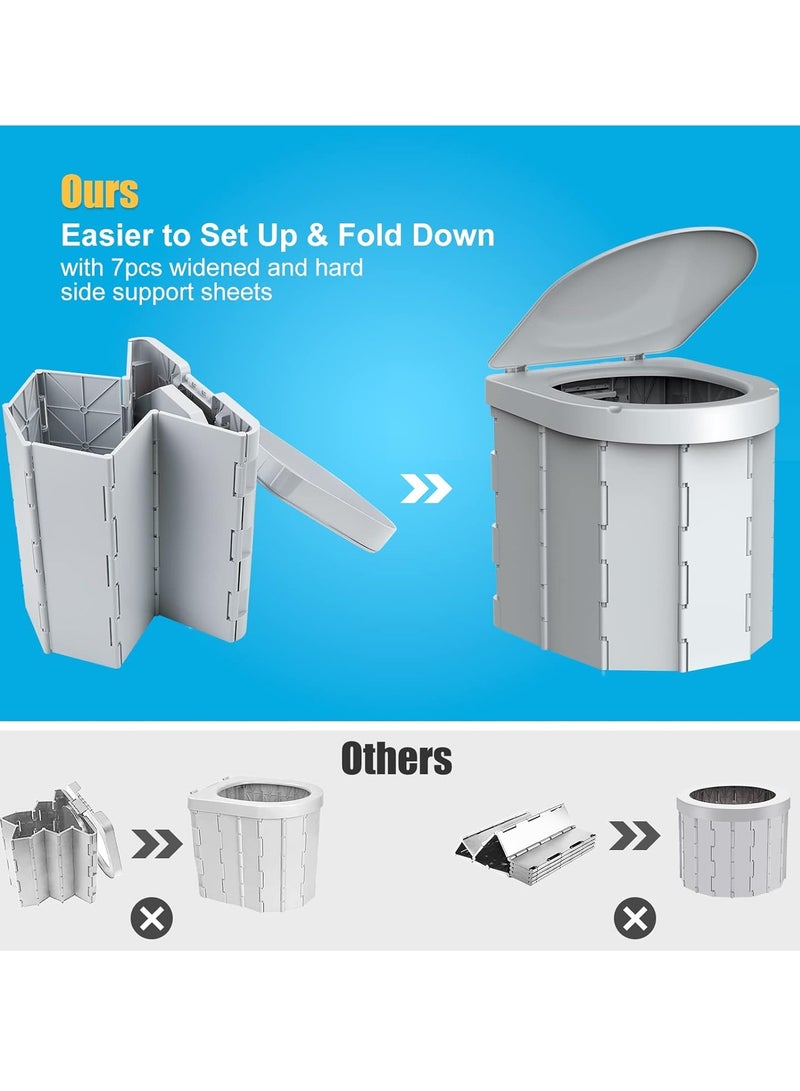 Camping Toilet Portable Foldable Toilet Travel Camping Hiking Boat Trips Beach Waterproof Long-Distance Car Mounted Toilet(Grey) - Image 2
