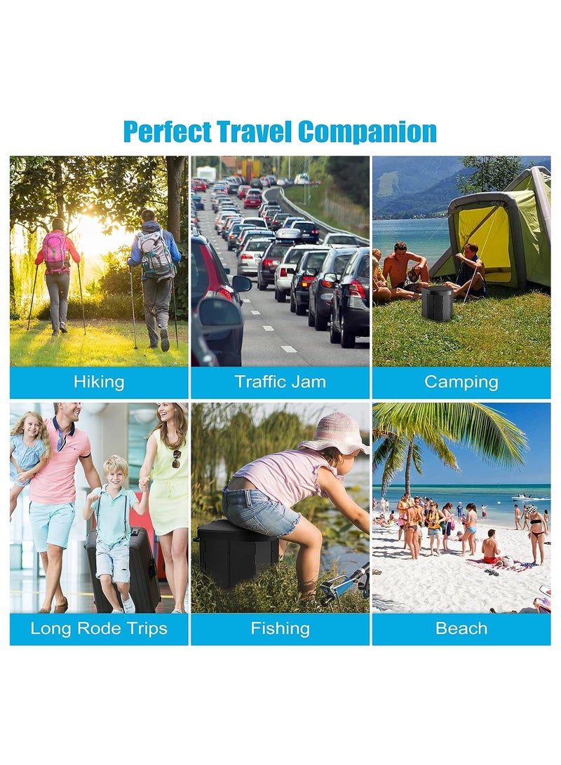 Camping Toilet Portable Foldable Toilet Travel Camping Hiking Boat Trips Beach Waterproof Long-Distance Car Mounted Toilet(Grey) - Image 4