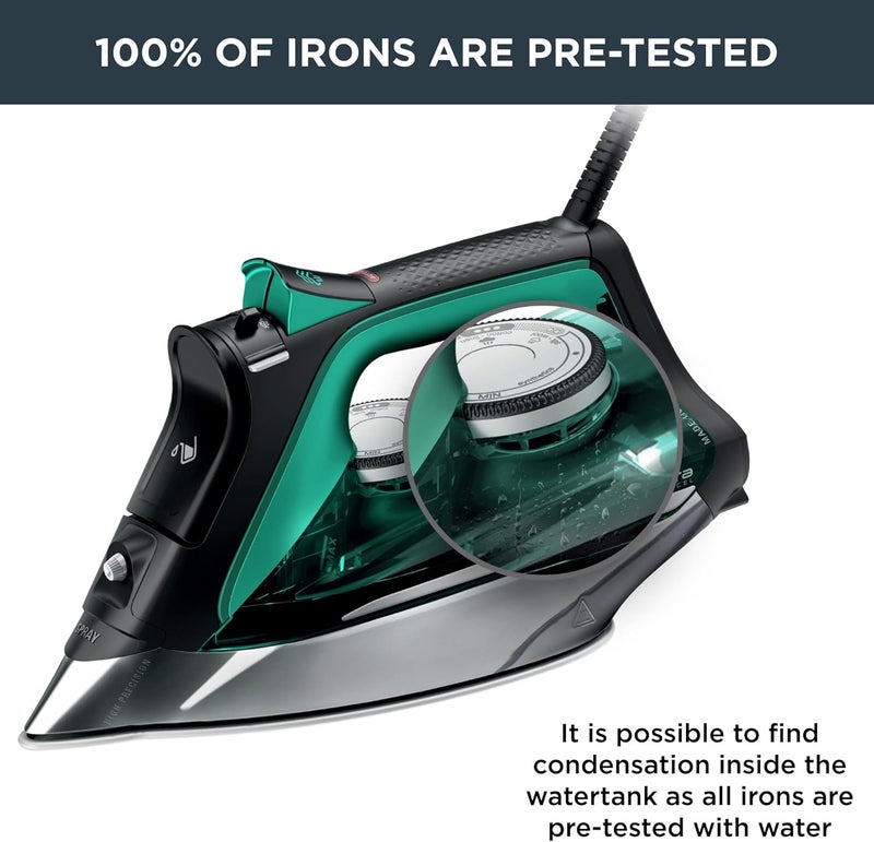 Rowenta Pro Master Stainless Steel Soleplate Steam Iron for Clothes, 210 g/min, 400 Microsteam Holes, Cotton, Wool, Poly, Silk, Linen, Nylon, 1775 Watts Iron Steamer for Clothes, Powerful Steam DW8360 - Image 4