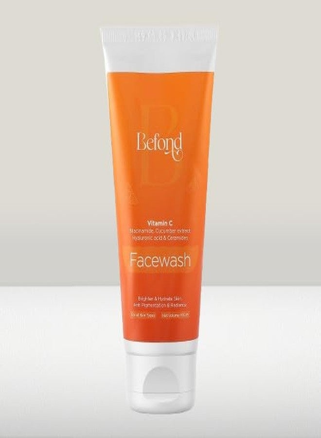 Befond Vitamin C Face Wash for Glowing Skin with Niacinamide, Hyaluronic Acid, Cucumber & Ceramides | Sulphate Free | Non-drying Cleanser | For Women & Men (100 ml) - Image 1