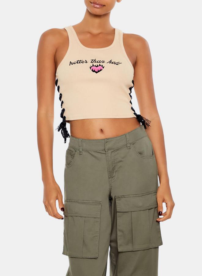 FOREVER 21 Hotter Than Hell Cropped Tank Top - Image 1