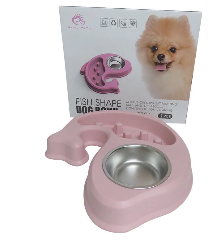 Fish Shape Bowl For Pets (Separate Bowl For Water) - Blue - Image 3