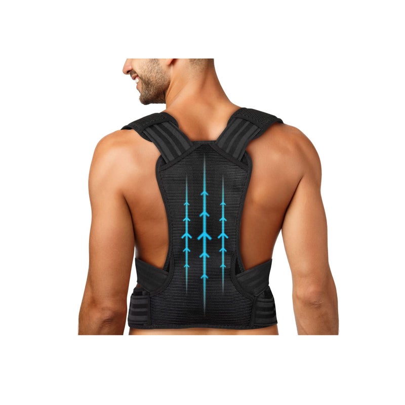 SOLARAE Posture Corrector, for Women and Men Back Straightener Posture Corrector Adjustable Size Back Brace for Posture Providing Pain Relief from Neck Shoulder and Upper Back (Large) - Image 1